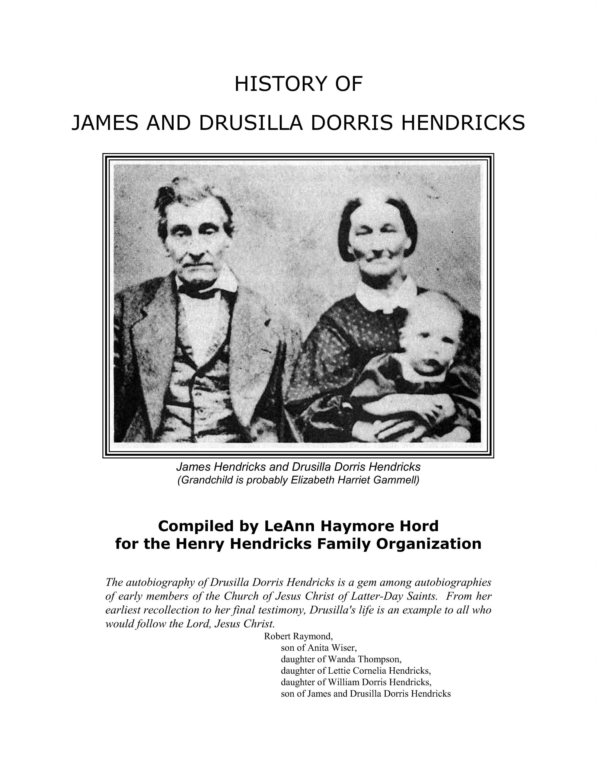 Cover of James and Drusilla Hendricks Book